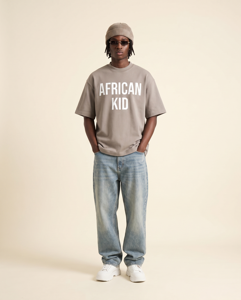 AFRICAN KID Gray Camel tee lifestyle 1