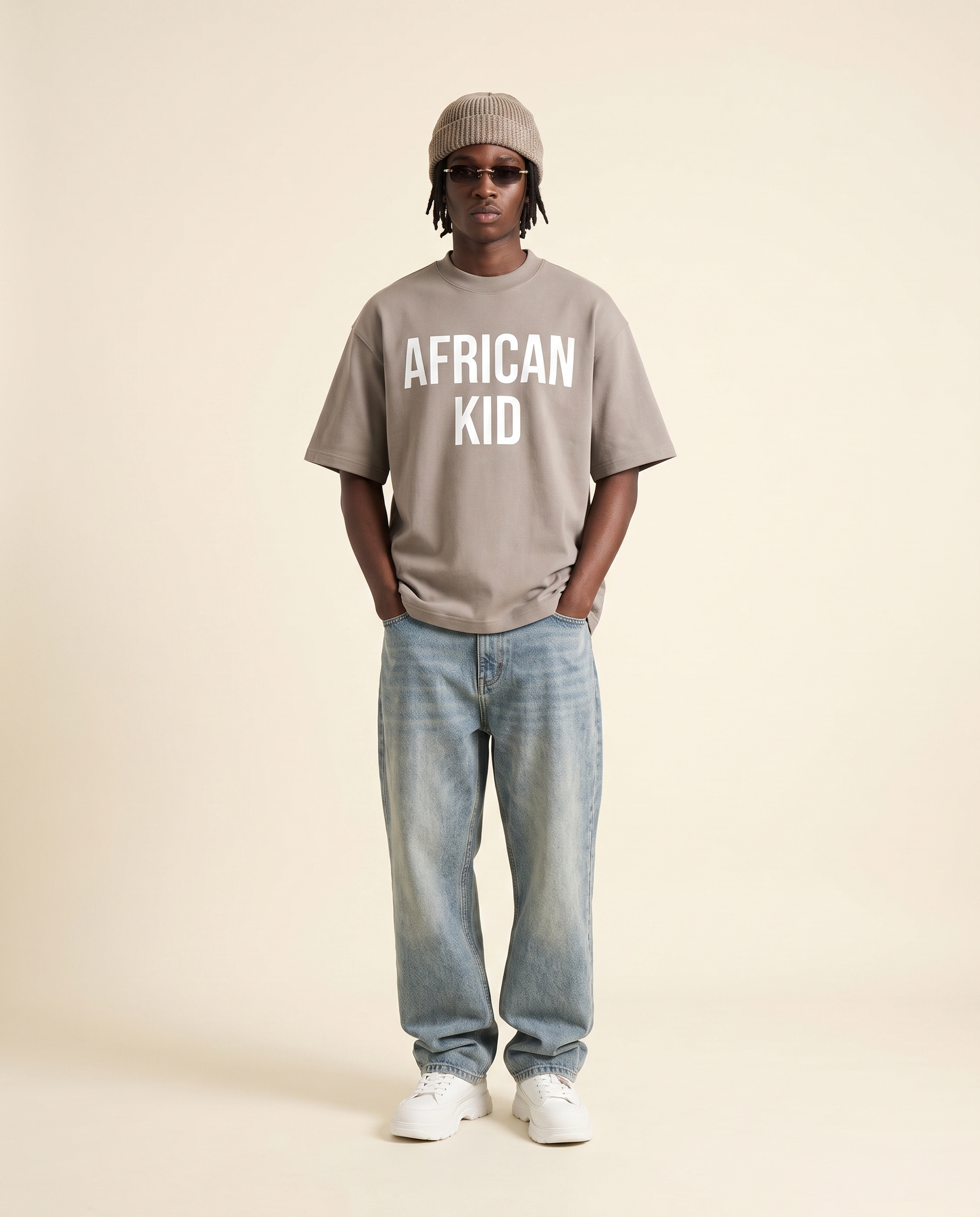 AFRICAN KID Gray Camel tee lifestyle 1