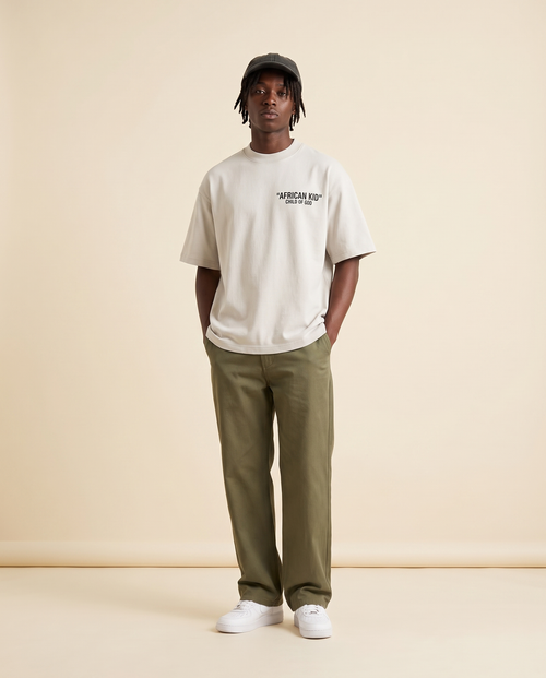 AFRICAN KID Oat Gray tee lifestyle 1