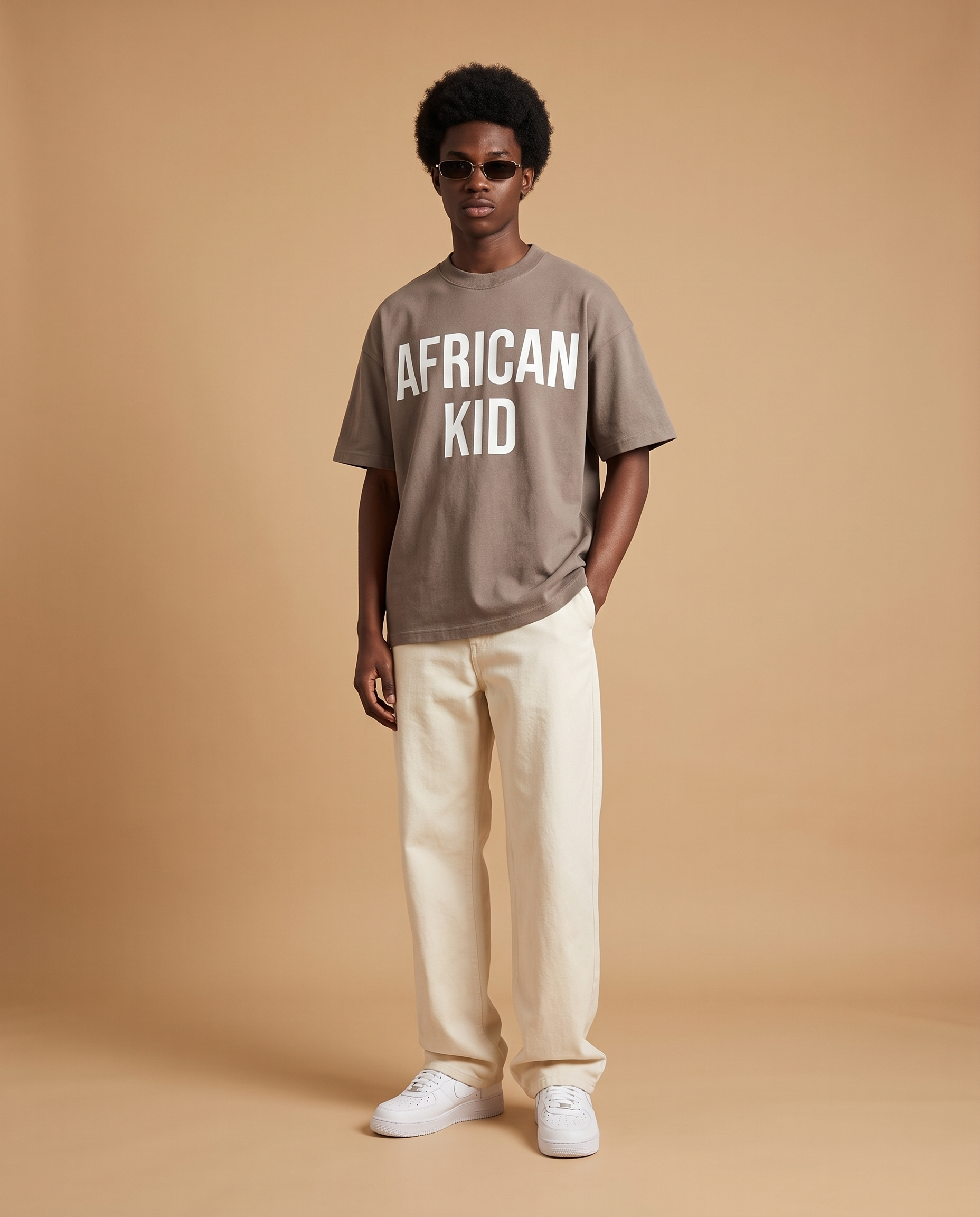 AFRICAN KID Brown tee lifestyle 1