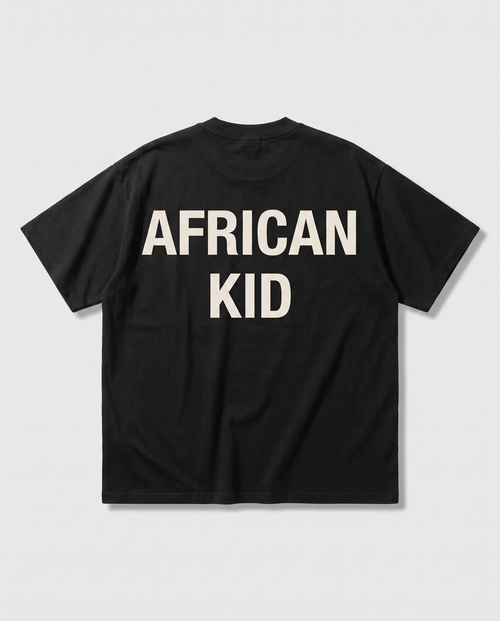 AFRICAN KID Essential Tee - Black - back flat-lay