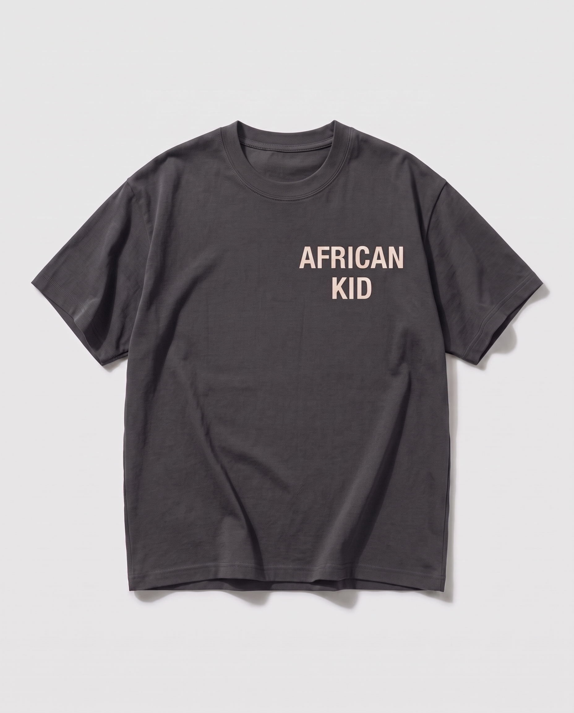 AFRICAN KID Essential Tee - Dark Gray - front flat-lay