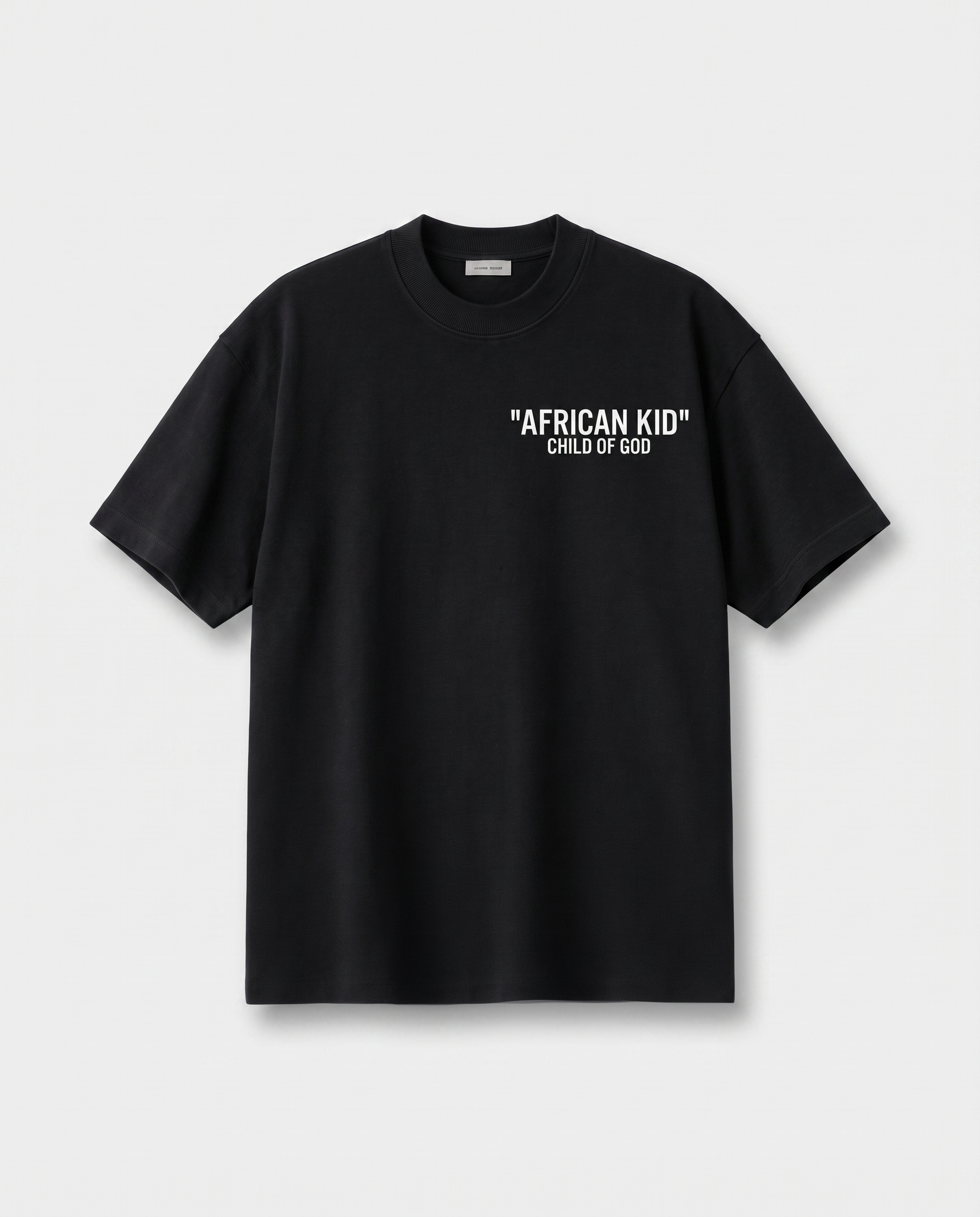 African Kid Heavyweight Tee - Black - flat-lay
