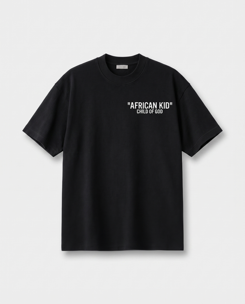 African Kid Heavyweight Tee - Black - flat-lay
