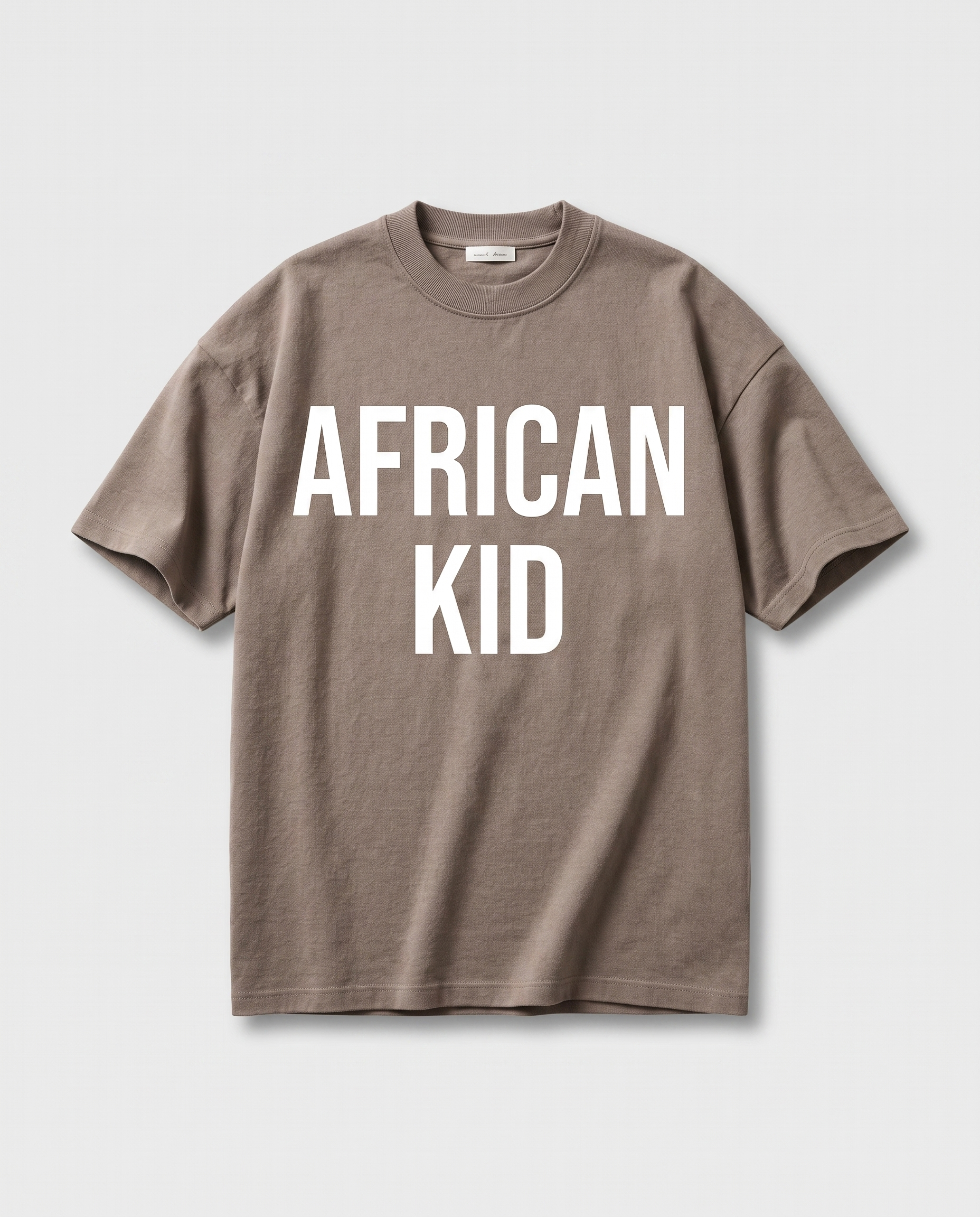 African Kid Heavyweight Tee - Brown - flat-lay