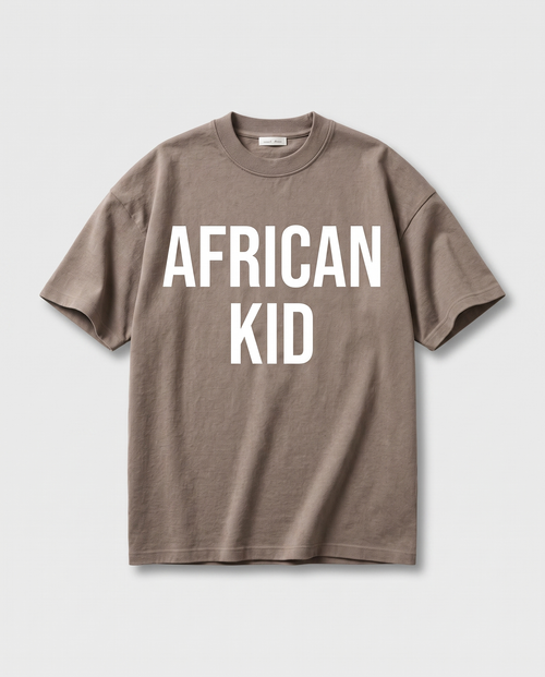 African Kid Heavyweight Tee - Brown - flat-lay
