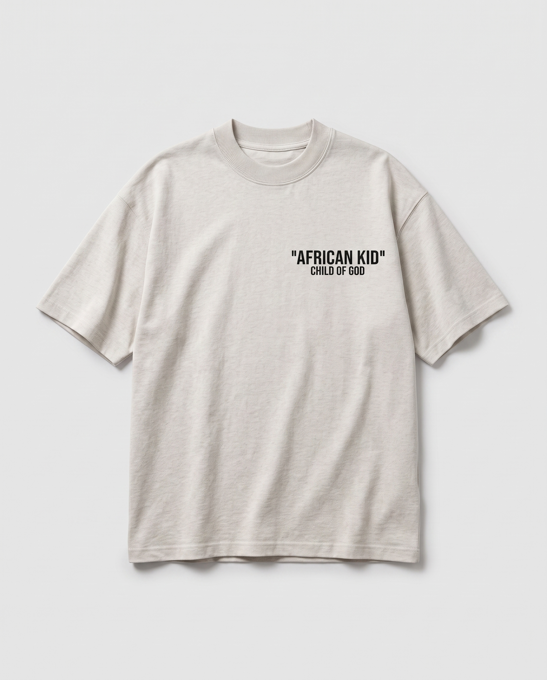 African Kid Heavyweight Tee - Oat Gray - flat-lay