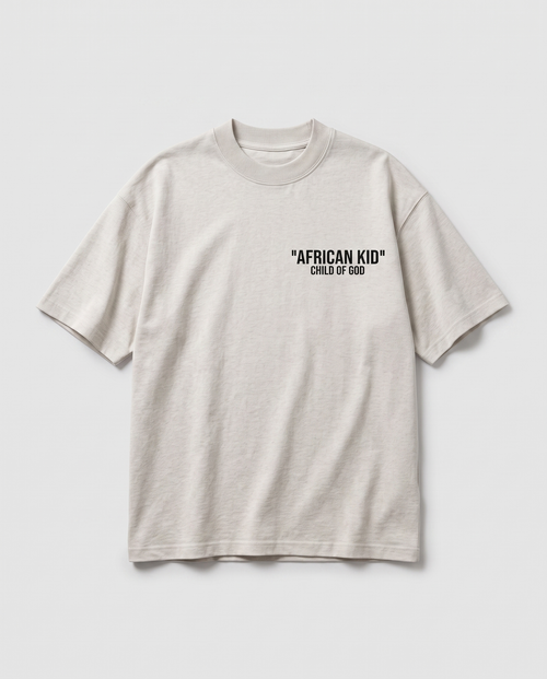 African Kid Heavyweight Tee - Oat Gray - flat-lay