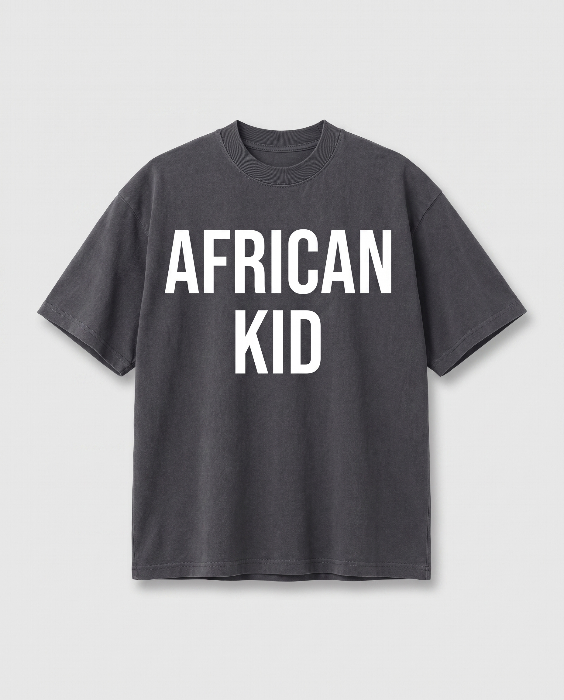 African Kid Heavyweight Tee - Carbon Gray - flat-lay