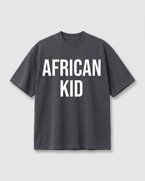 African Kid Heavyweight Tee - Carbon Gray - flat-lay