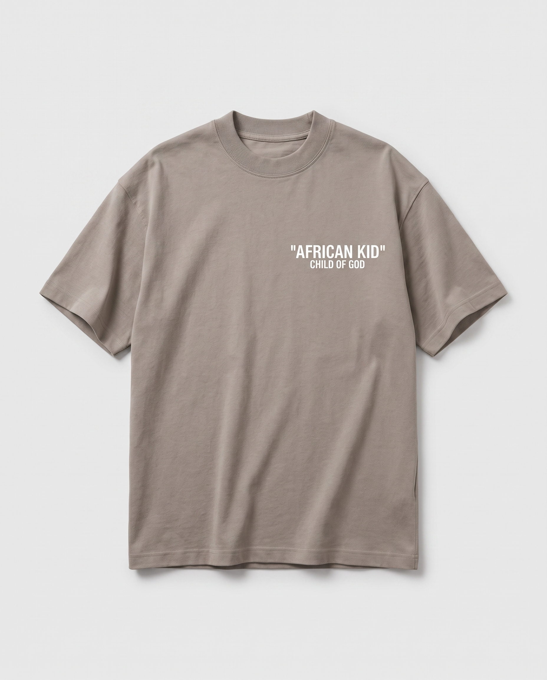 African Kid Heavyweight Tee - Gray Camel - flat-lay
