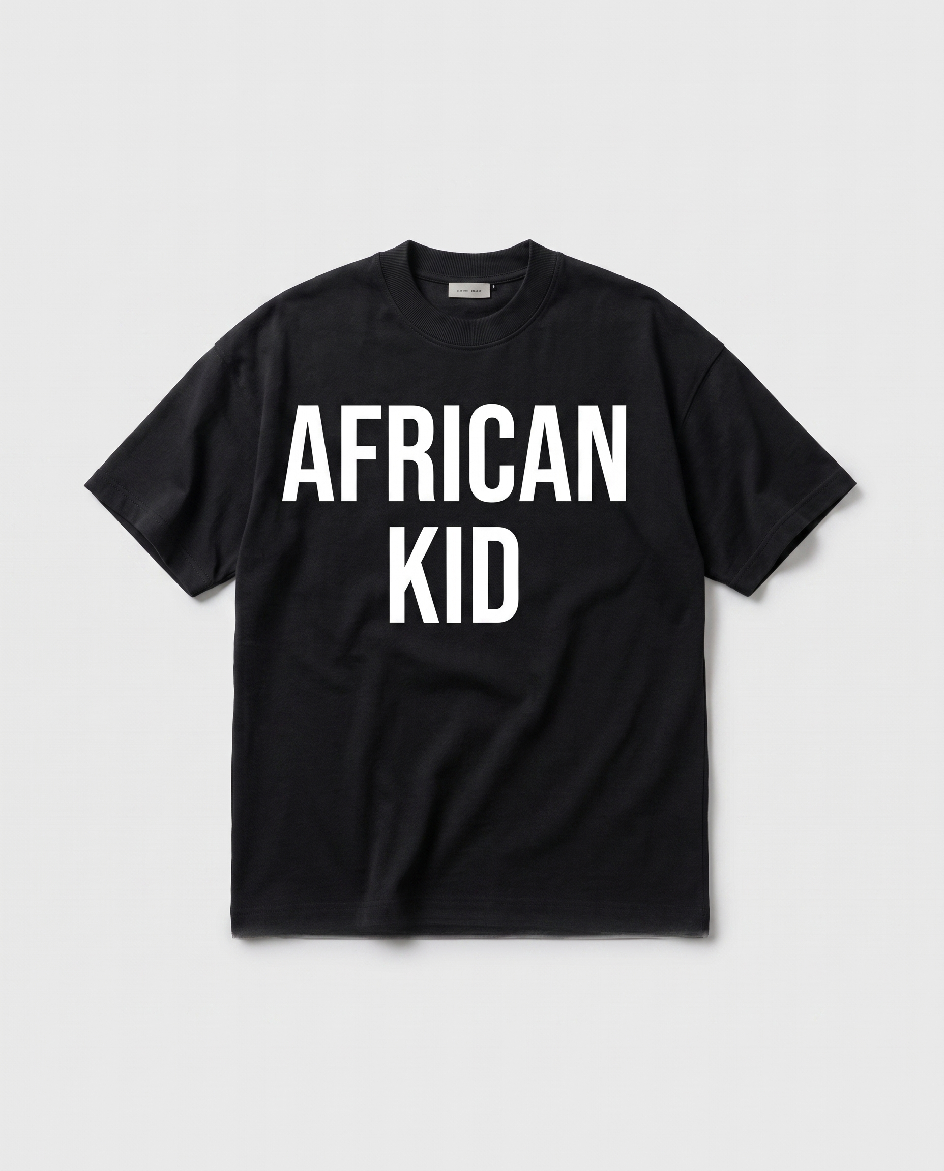 African Kid Heavyweight Tee - Black - flat-lay