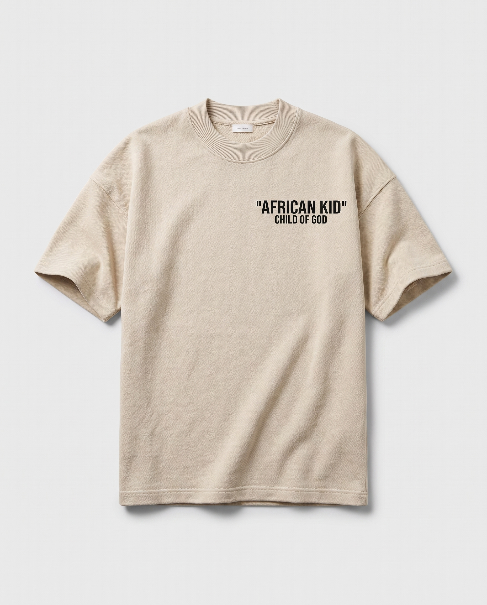 African Kid Heavyweight Tee - Milk Tea - flat-lay