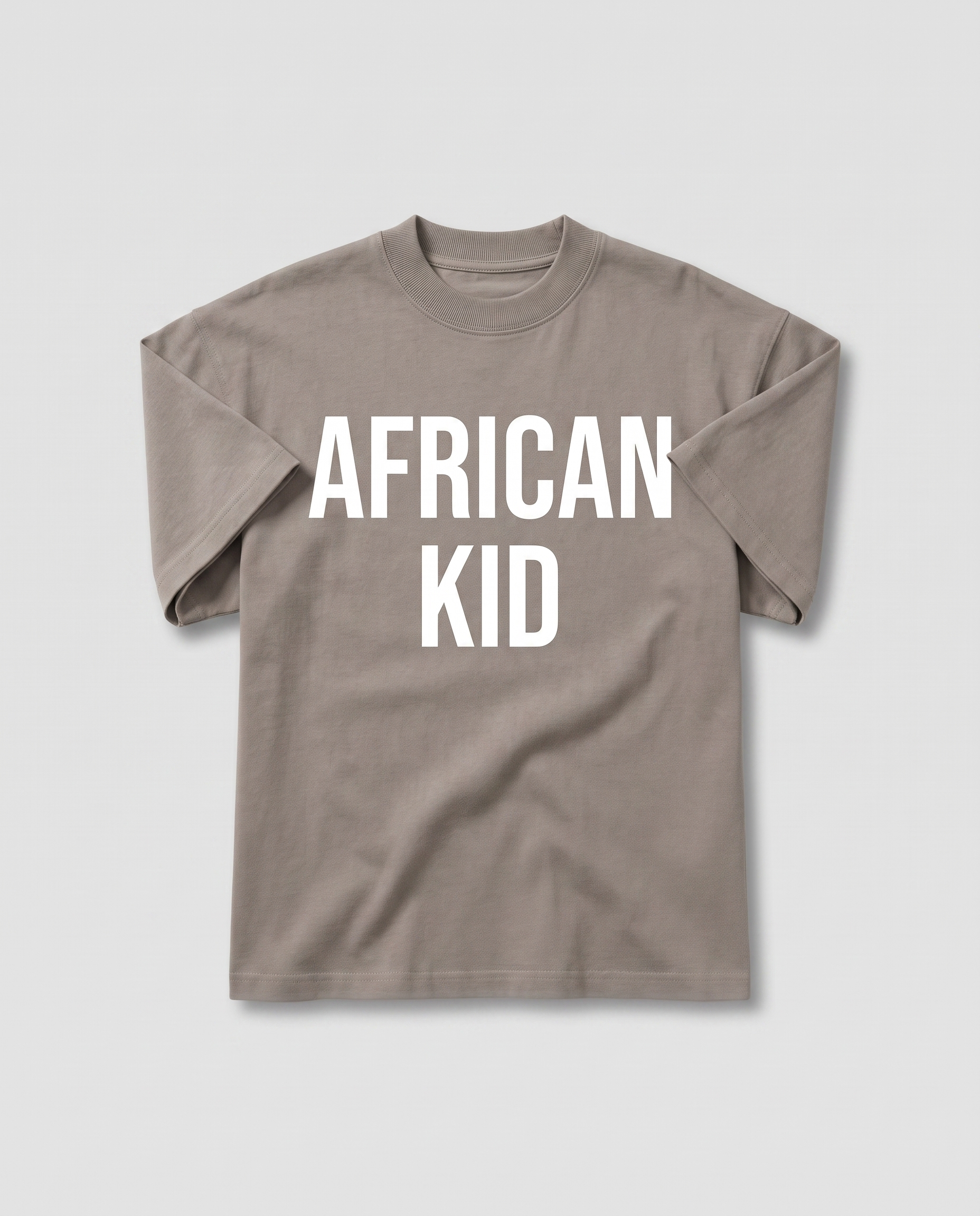 African Kid Heavyweight Tee - Gray Camel - flat-lay
