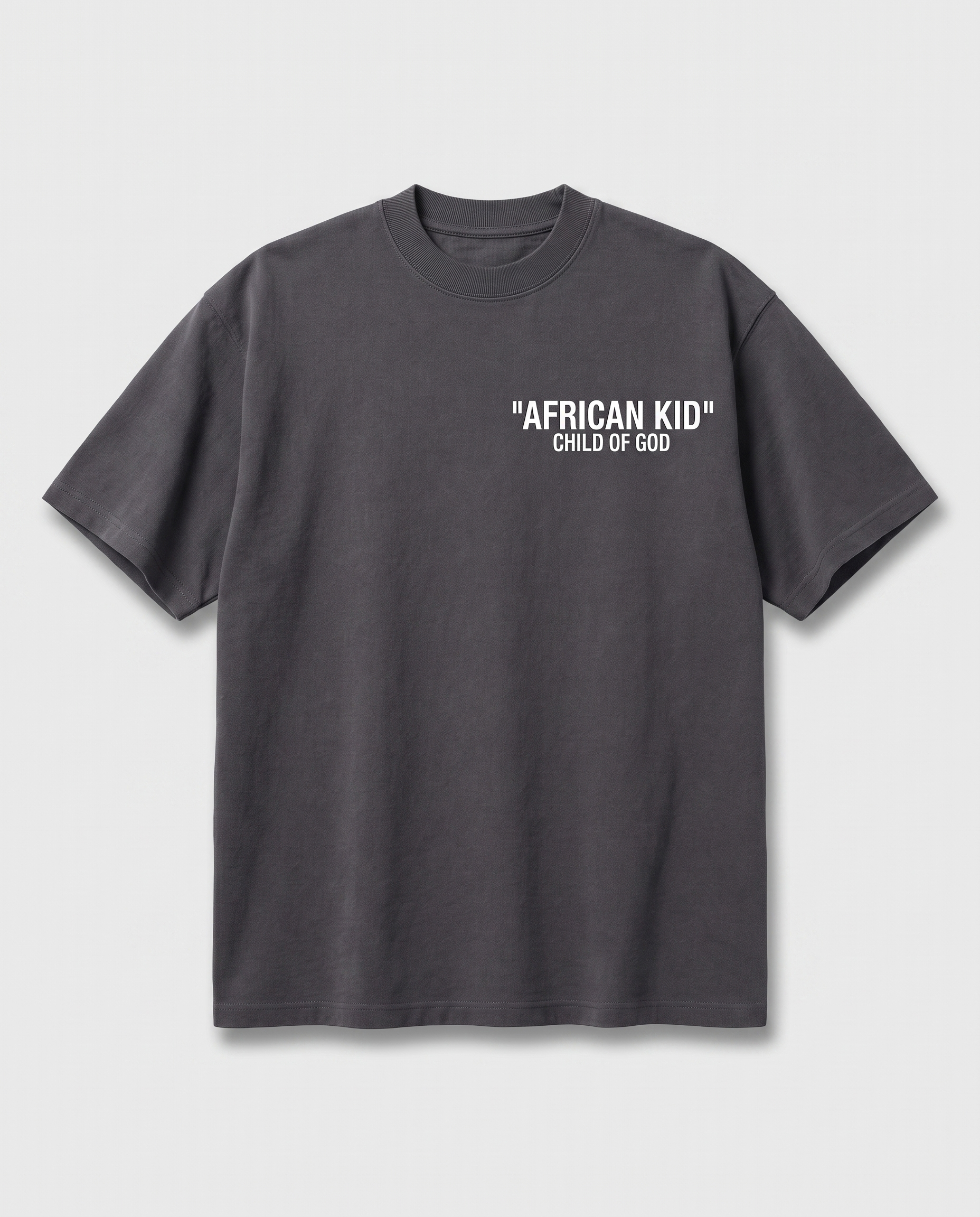 African Kid Heavyweight Tee - Carbon Gray - flat-lay